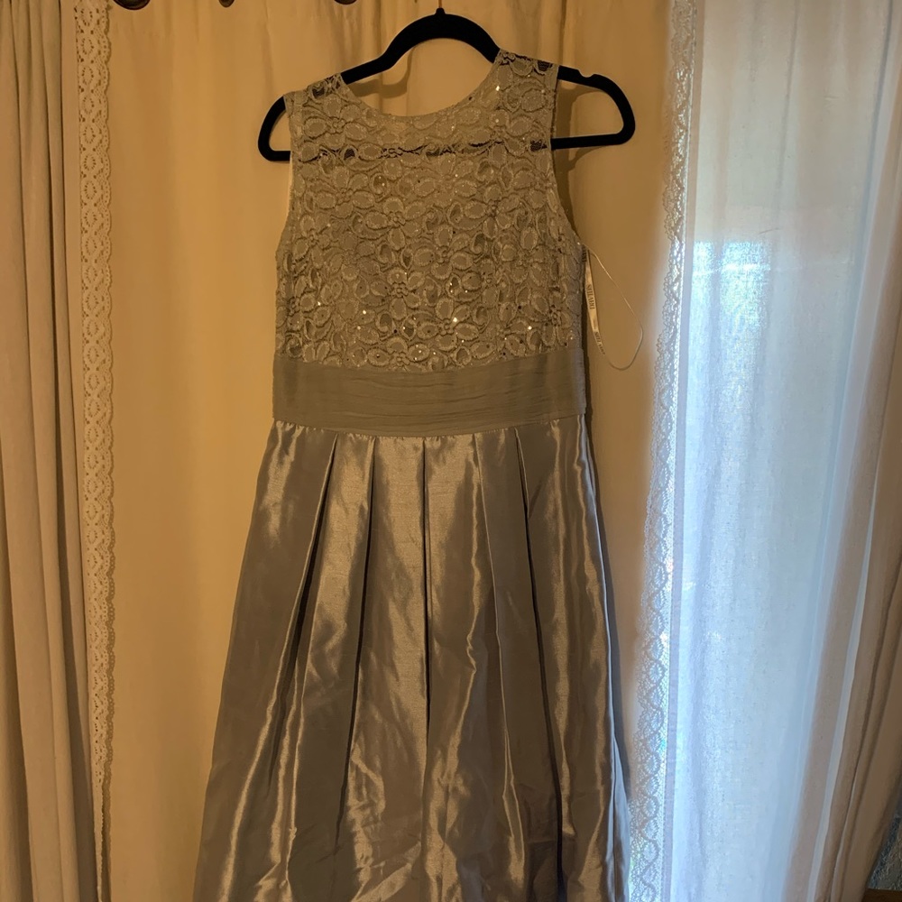 David’s bridal size 12 grey silver formal gown mid